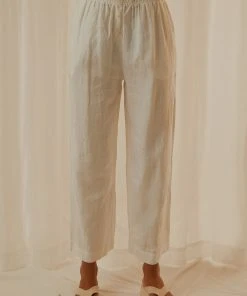 Nude Lucy New & Most Loved Nude Linen Lounge Crop Pant - White