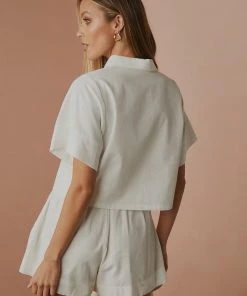 Peppermayo Exclusive Slumber Linen Crop Shirt - White New & Most Loved 10 Peppermayo Exclusive Slumber Linen Crop Shirt - White New & Most Loved