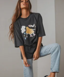 Afends At Your Service Hemp Oversized Tee - Stone Black