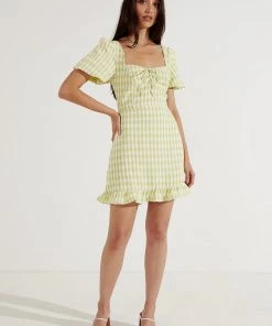 Peppermayo Out In Italy Mini Dress - Green Gingham New & Most Loved 9 Peppermayo Out In Italy Mini Dress - Green Gingham New & Most Loved