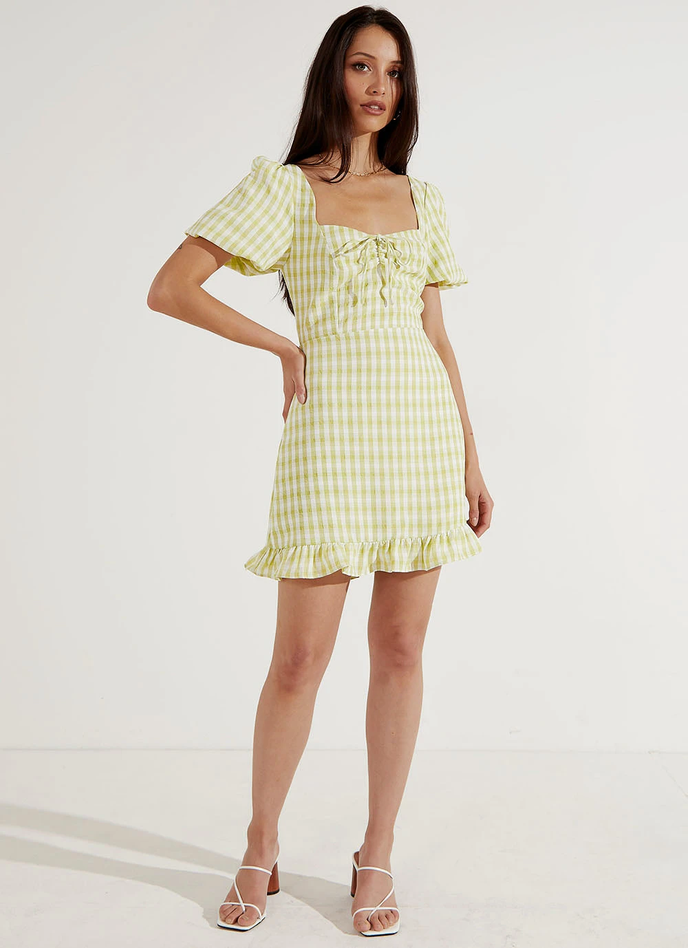 Peppermayo Out In Italy Mini Dress - Green Gingham New & Most Loved 5 Peppermayo Out In Italy Mini Dress - Green Gingham New & Most Loved