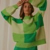 Peppermayo Exclusive Tulum Nights Knit Jumper - Green Patchwork New & Most Loved 2 Peppermayo Exclusive Tulum Nights Knit Jumper - Green Patchwork New & Most Loved
