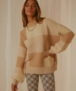 Peppermayo Exclusive Tulum Nights Knit Jumper - Neutral Patchwork