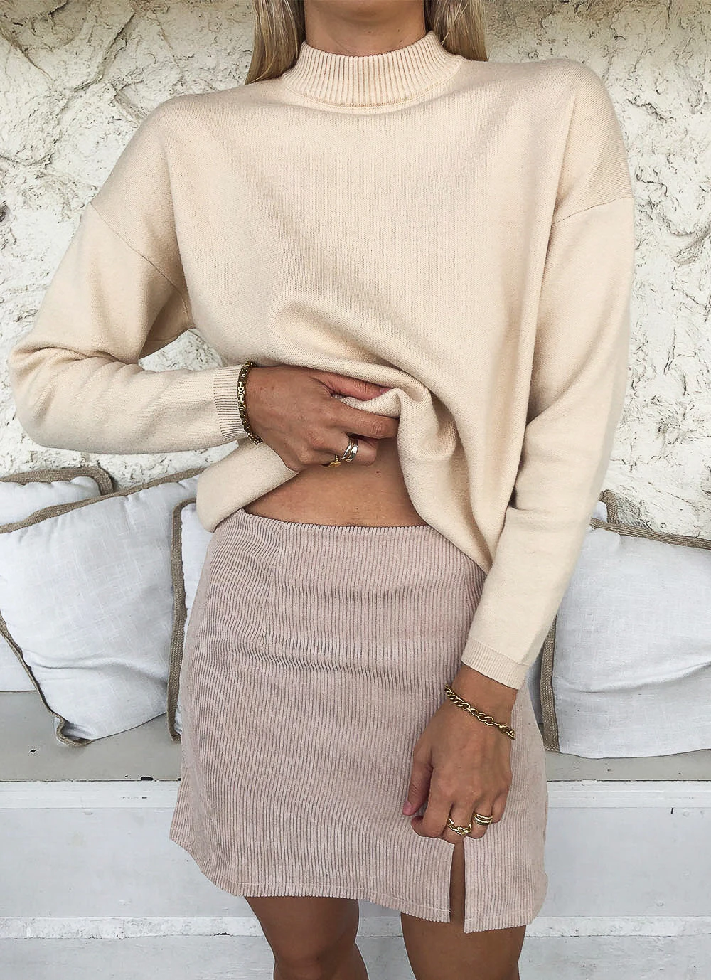 Peppermayo New Bottoms Perpetual Love Mini Skirt - Beige 3 Peppermayo New Bottoms Perpetual Love Mini Skirt - Beige