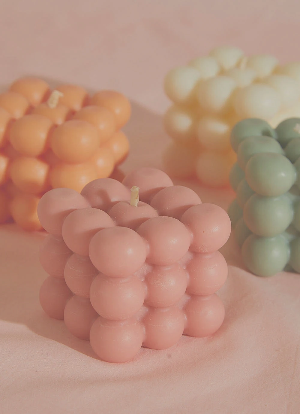 Manara Home New Accessories Bubble Cube Candle - Pink 3 Manara Home New Accessories Bubble Cube Candle - Pink