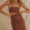 Peppermayo Exclusive New & Most Loved New Destination Linen Mini Dress - Choc Brown 2 Peppermayo Exclusive New & Most Loved New Destination Linen Mini Dress - Choc Brown