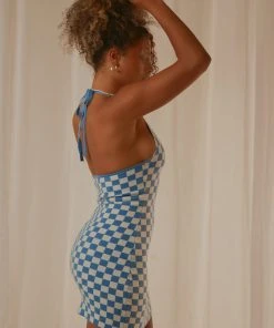 Peppermayo To The Limit Knit Halter Dress - Blue