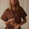 Peppermayo Exclusive Slumber Linen Crop Shirt - Choc Brown 1 Peppermayo Exclusive Slumber Linen Crop Shirt - Choc Brown