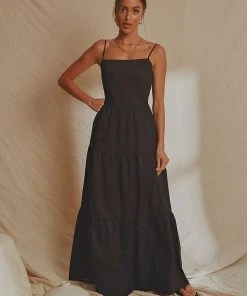 National Breast Cancer Foundation X Peppermayo New & Most Loved Havana Linen Maxi Dress - Black