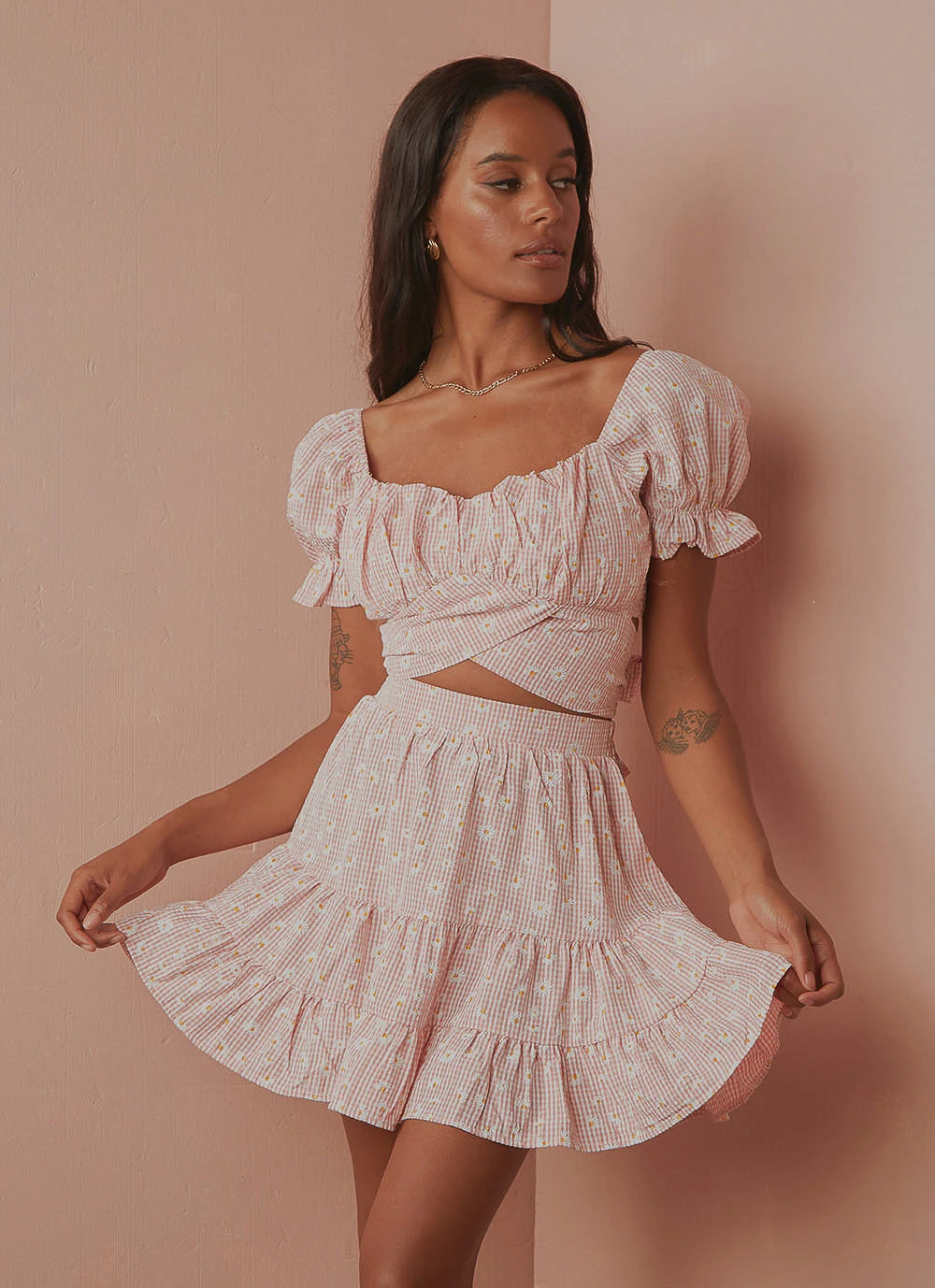 Peppermayo Horizons Mini Skirt - Pink Floral New & Most Loved 3 Peppermayo Horizons Mini Skirt - Pink Floral New & Most Loved