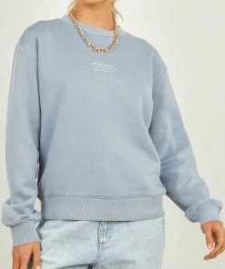 Nude Lucy Nude Classics Slogan Sweat - Denim Blue New & Most Loved