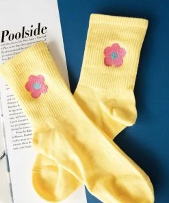 Peppermayo Thinkin About You Socks - Lemon