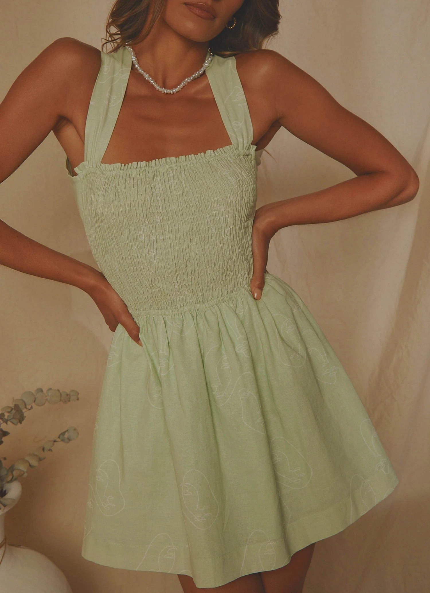 Peppermayo Exclusive European Towns Linen Mini Dress - Sage New & Most Loved Peppermayo Exclusive European Towns Linen Mini Dress - Sage New & Most Loved