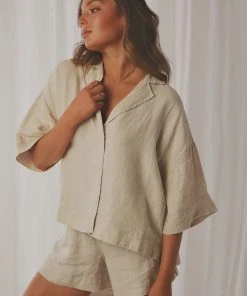 Nude Lucy Nude Linen Lounge Shirt - Natural New Tops 9 Nude Lucy Nude Linen Lounge Shirt - Natural New Tops