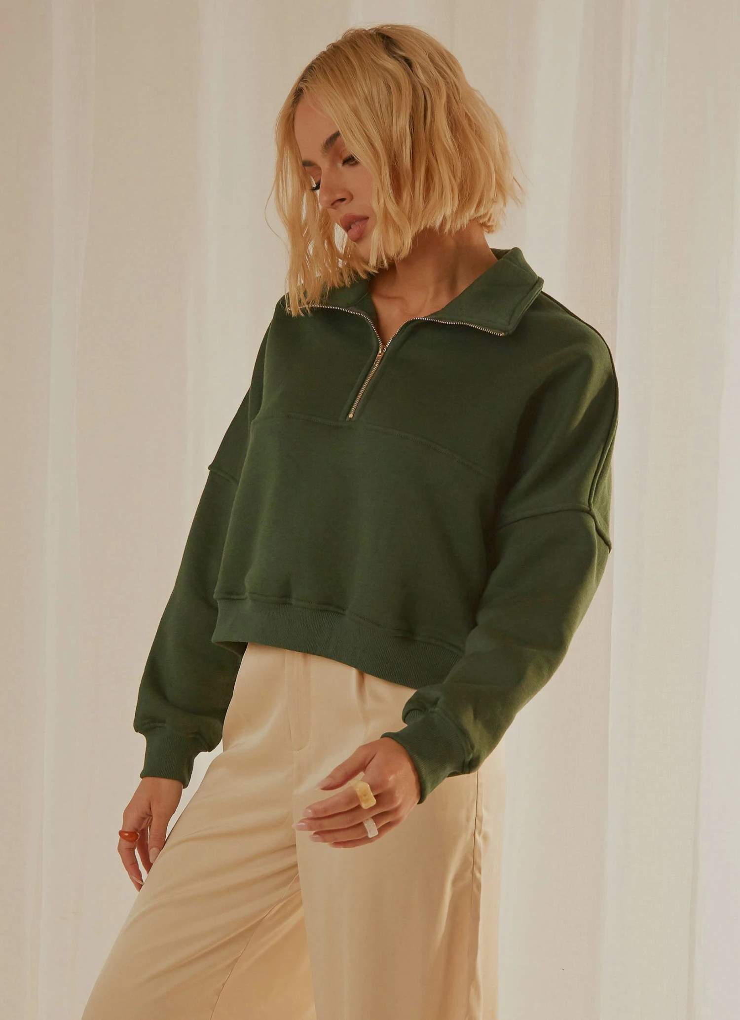 Peppermayo Exclusive Naya Quarter Zip Jumper - Forest Green 7 Peppermayo Exclusive Naya Quarter Zip Jumper - Forest Green