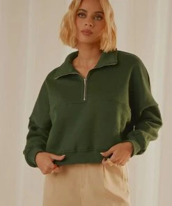 Peppermayo Exclusive Naya Quarter Zip Jumper - Forest Green 11 Peppermayo Exclusive Naya Quarter Zip Jumper - Forest Green