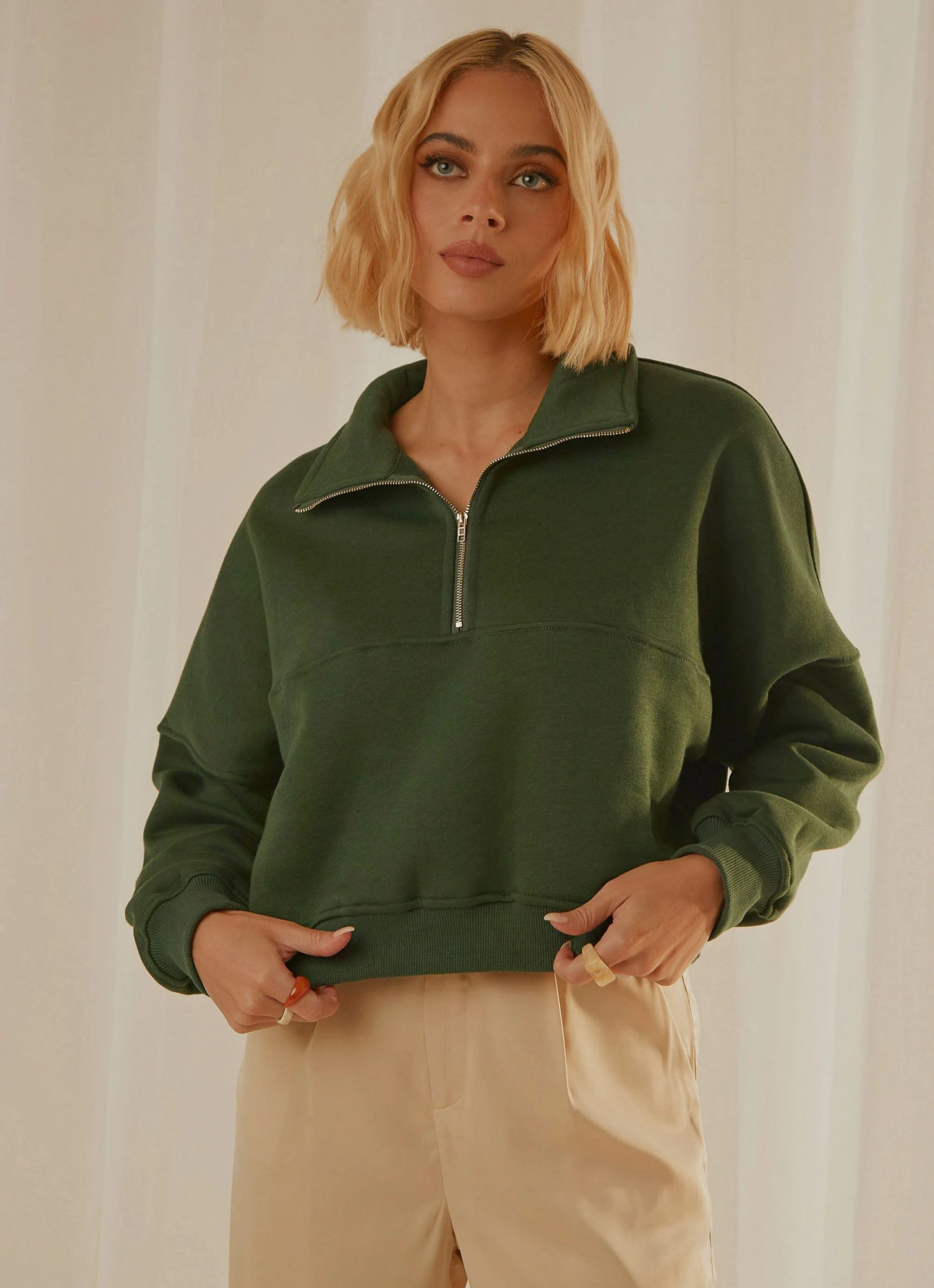 Peppermayo Exclusive Naya Quarter Zip Jumper - Forest Green 6 Peppermayo Exclusive Naya Quarter Zip Jumper - Forest Green