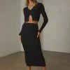 Peppermayo Deja Vu Knit Midi Skirt - Black