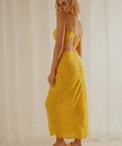 Peppermayo Alessia Midi Dress - Yellow Floral