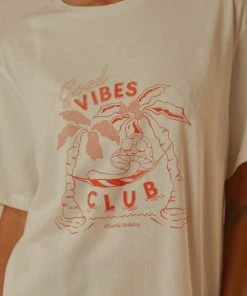 Charlie Holiday Good Vibes Club Boyfriend Tee - White 13 Charlie Holiday Good Vibes Club Boyfriend Tee - White
