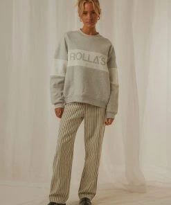 Rolla's Split Logo Sweater - Grey Marle 9 Rolla's Split Logo Sweater - Grey Marle