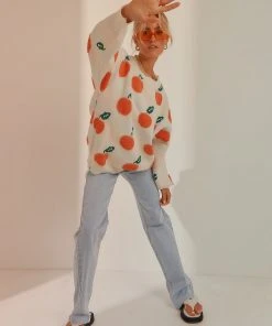 Peppermayo New & Most Loved Pick Me First Knit Sweater - Orange Print