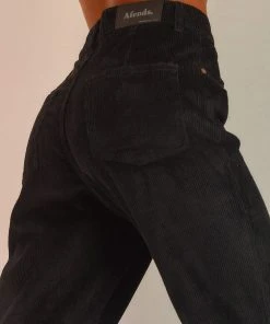 Afends Shelby Hemp Corduroy High Waist Wide Leg Pant - Black New & Most Loved