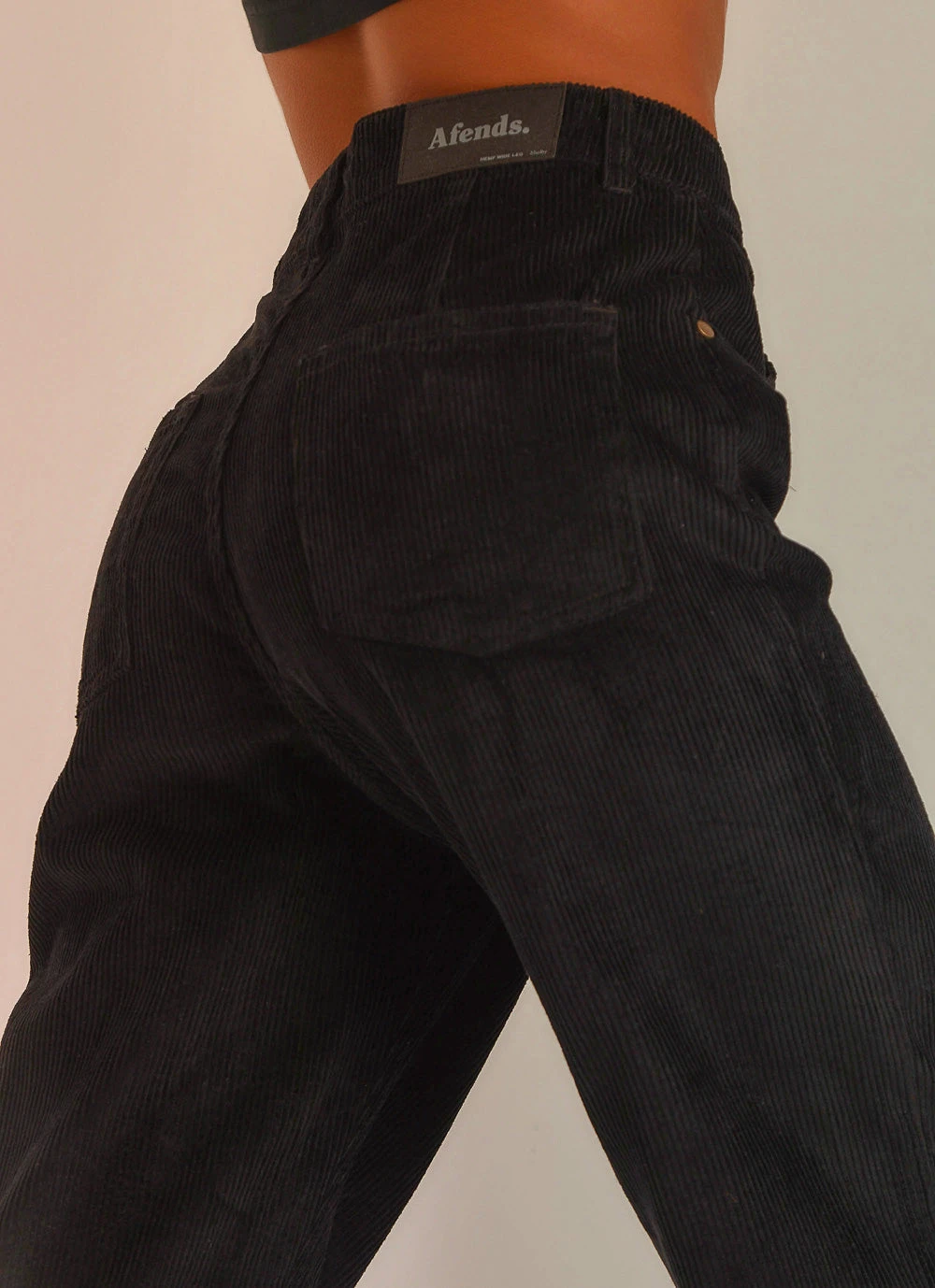 Afends Shelby Hemp Corduroy High Waist Wide Leg Pant - Black New & Most Loved 4 Afends Shelby Hemp Corduroy High Waist Wide Leg Pant - Black New & Most Loved