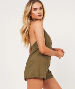 Peppermayo Military Playsuit - Khaki Playsuits + Jumpsuits