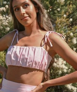 Peppermayo Exclusive Palace Garden Linen Crop Top - Pink