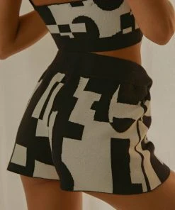 Peppermayo Exclusive New & Most Loved Remix It Knit Short - Black And White Geo 13 Peppermayo Exclusive New & Most Loved Remix It Knit Short - Black And White Geo