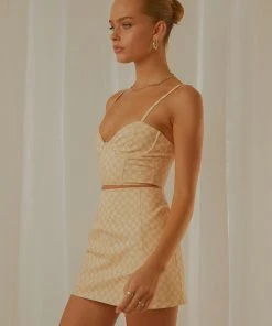 Peppermayo Exclusive Sunday Girl Bustier Crop - Neutral Check 10 Peppermayo Exclusive Sunday Girl Bustier Crop - Neutral Check