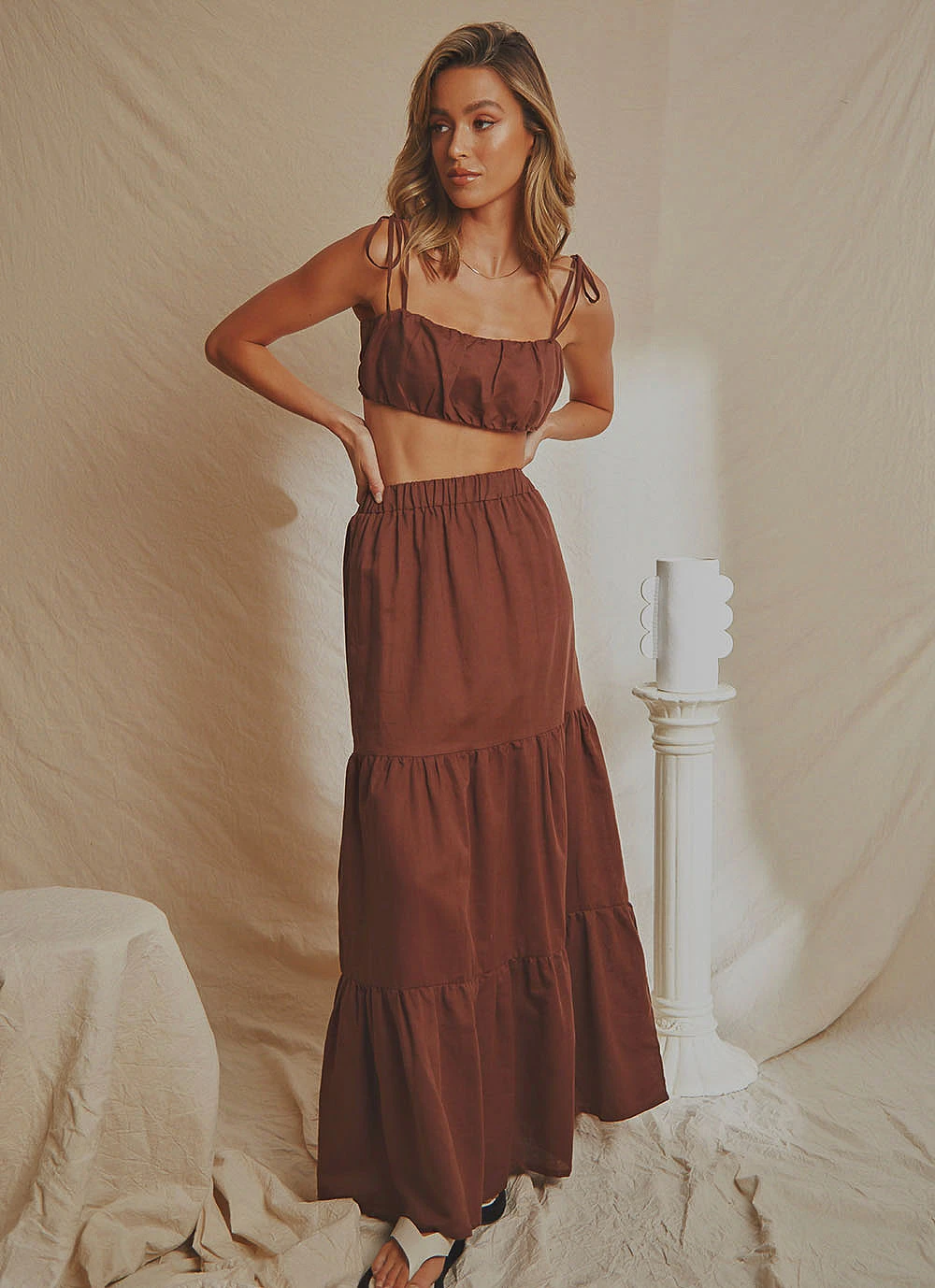 National Breast Cancer Foundation X Peppermayo New & Most Loved Aperol Hour Linen Maxi Skirt - Choc Brown 3 National Breast Cancer Foundation X Peppermayo New & Most Loved Aperol Hour Linen Maxi Skirt - Choc Brown