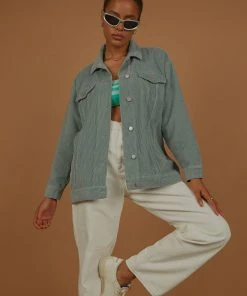 Nude Lucy Binx Longline Cord Jacket - Marine