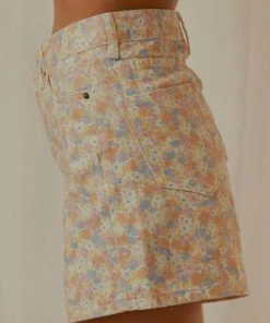 Cools Club Jean Short - Peach Floral New & Most Loved