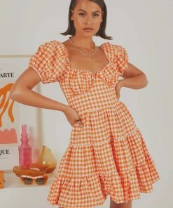 Peppermayo Exclusive Gianna Mini Dress - Orange Gingham 9 Peppermayo Exclusive Gianna Mini Dress - Orange Gingham