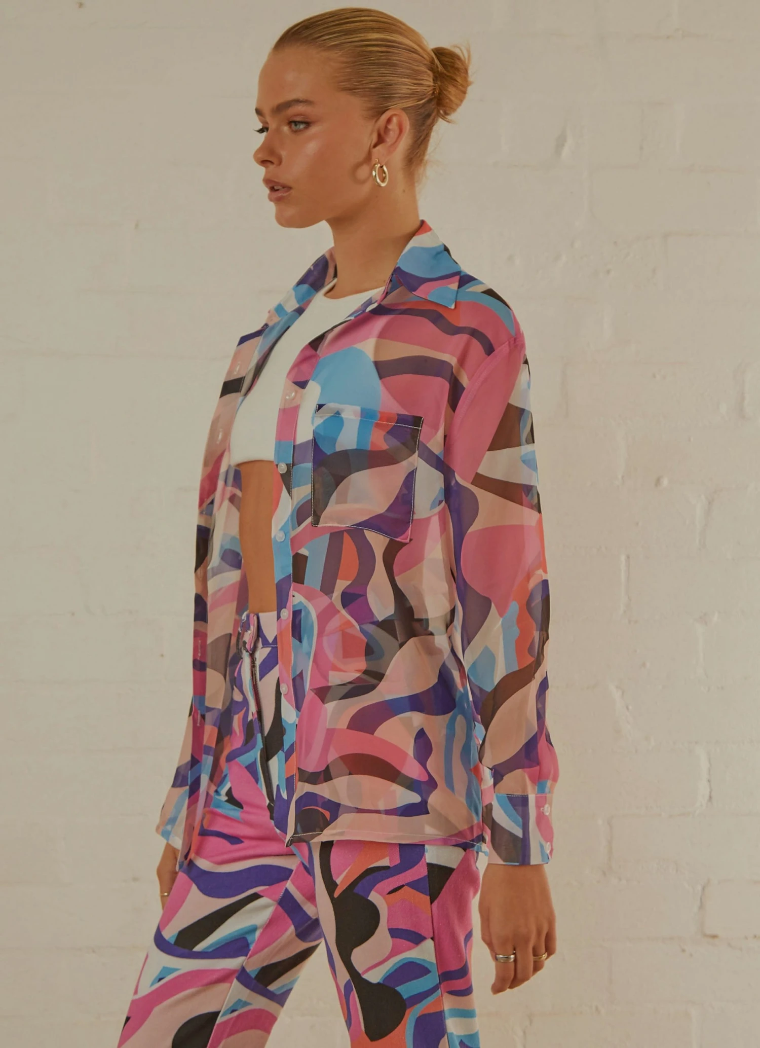 Peppermayo Exclusive Trippy Long Sleeve Sheer Shirt - 80s Retro New & Most Loved 6 Peppermayo Exclusive Trippy Long Sleeve Sheer Shirt - 80s Retro New & Most Loved