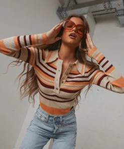 Peppermayo 70s Nights Bodysuit - Orange Stripe New Tops