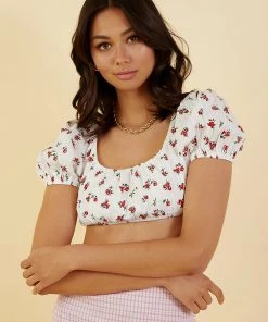 Peppermayo Getaway Crop Top - Red Print New & Most Loved