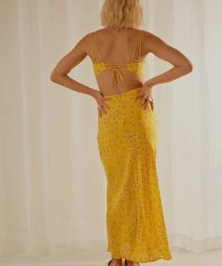 Peppermayo Alessia Midi Dress - Yellow Floral