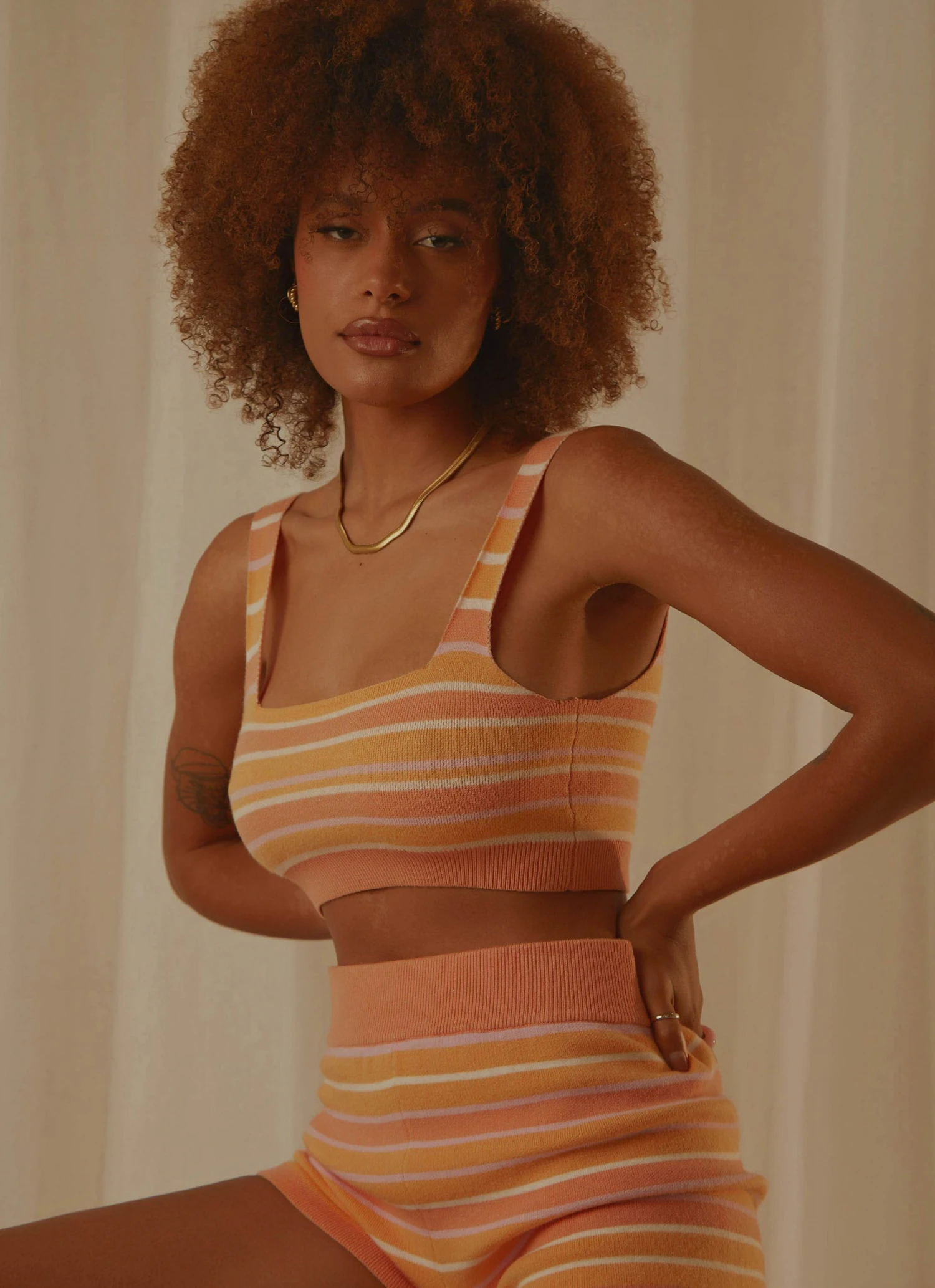 Peppermayo Exclusive New & Most Loved Love Train Knit Crop - Peach Multi Stripe 4 Peppermayo Exclusive New & Most Loved Love Train Knit Crop - Peach Multi Stripe