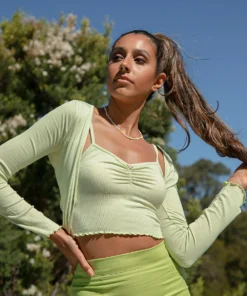 Peppermayo New Tops Total Muse Knit Crop Set - Green