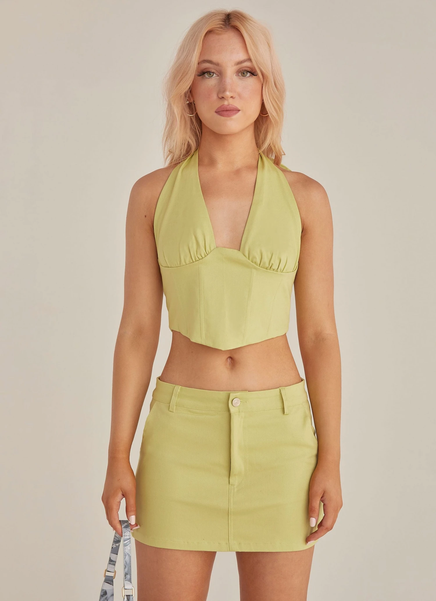 Riley Hubatka X Peppermayo Destination Bustier Drill Top - Sage Riley Hubatka X Peppermayo Destination Bustier Drill Top - Sage