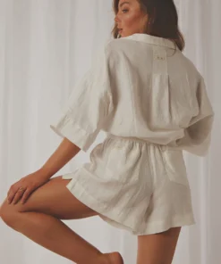 Nude Lucy New Bottoms Nude Linen Lounge Short - White