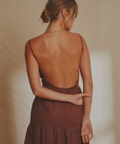 National Breast Cancer Foundation X Peppermayo Havana Linen Maxi Dress - Choc Brown