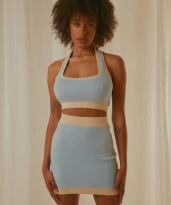 Peppermayo Exclusive Sunday Morning Knit Mini Skirt - Baby Blue