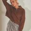 Peppermayo Exclusive Naya Quarter Zip Jumper - Choc Brown New & Most Loved