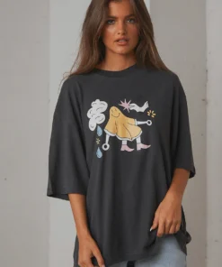 Afends At Your Service Hemp Oversized Tee - Stone Black