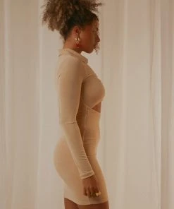 Peppermayo Elena Long Sleeve Mini Dress - Beige 5 Peppermayo Elena Long Sleeve Mini Dress - Beige