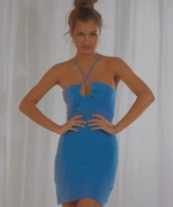 Peppermayo Exclusive Avani Knit Mini Dress - Blue New & Most Loved